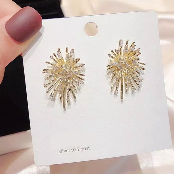 CZ Crystal Firework Burst Earrings - Picture 3 of 5